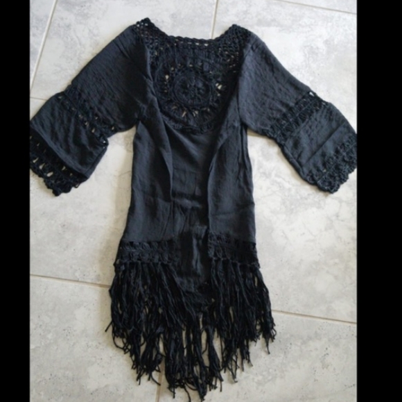 Tassel Beach Dress V Neck White Cover Up Swimsuit - Picture 2 of 15